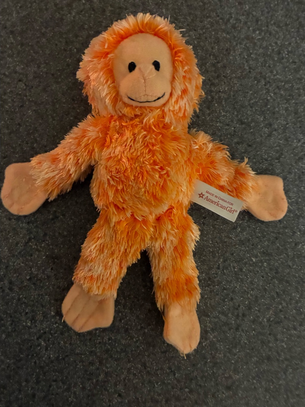 American Girl Plush Small Monkey Pet Toy in Vibrant Orange and Cream Fur